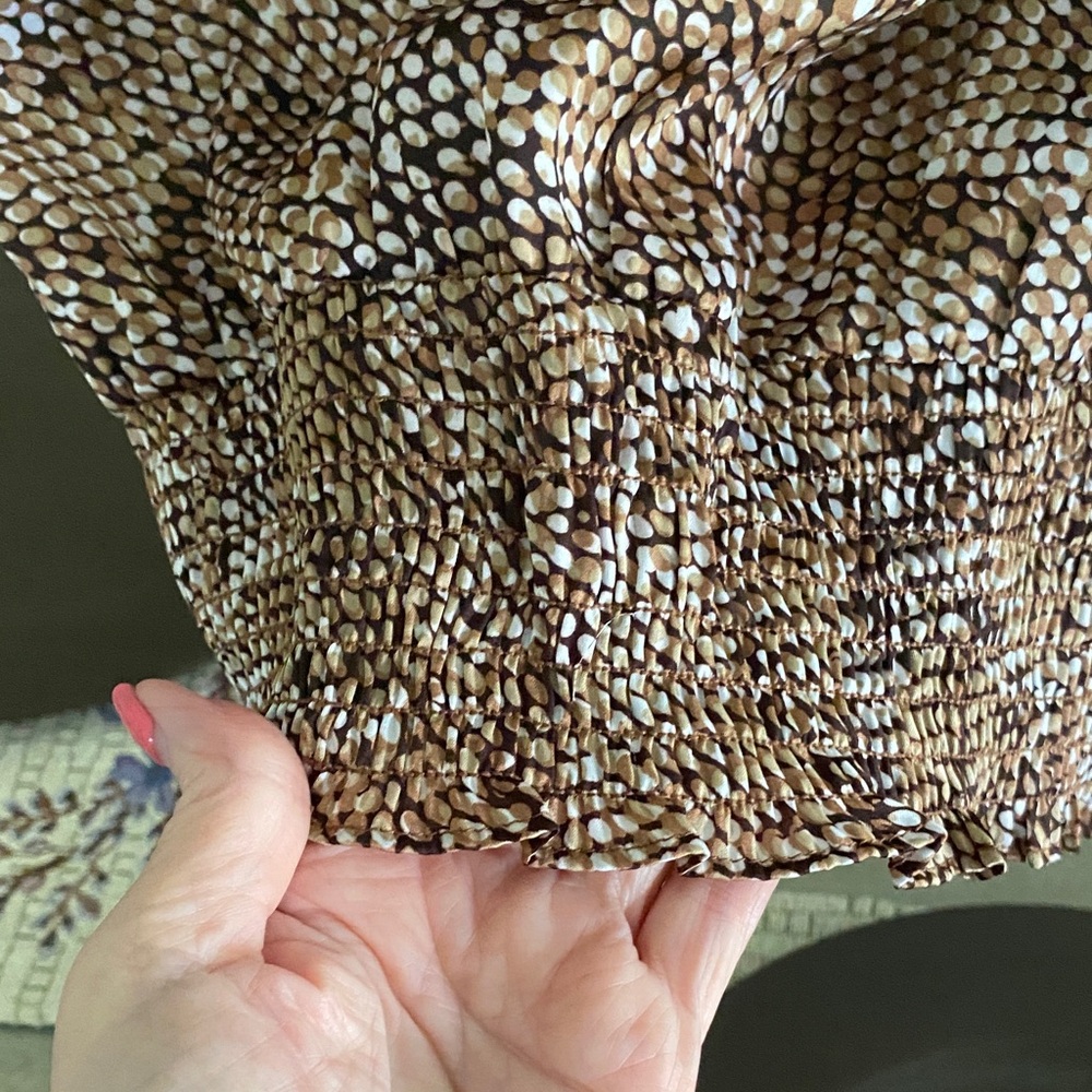 Essentials Brown And White Patterned Blouse - image 6